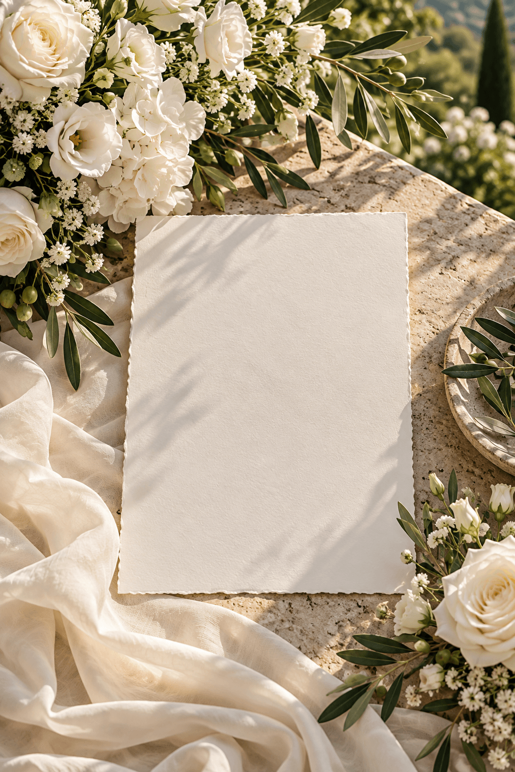 White wedding invitation artwork